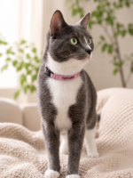 Coleira para Gato Personalizada com Nome e Telefone | Fecho Breakaway Anti-Enforcamento | LightPink - Imagem 3