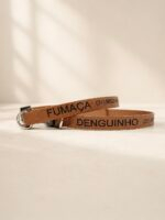 Coleira personalizada para cachorro identificação- Colar id 1cm Couro