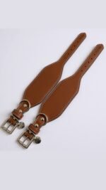 Coleira galgo couro classic brown bordas verde água - Imagem 2