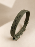 Coleira pet personalizada em couro Classic Urban green