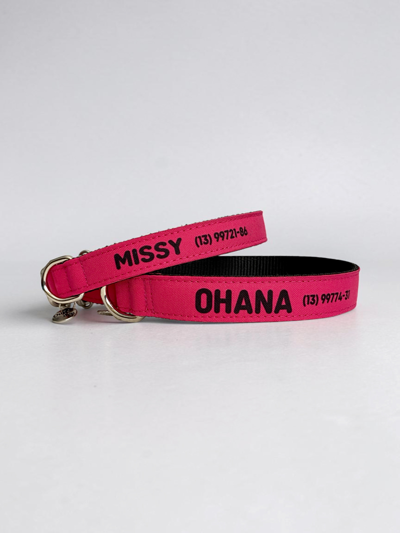 Coleira Personalizada para Cachorro com Nome e Telefone – Cor Pink Coleira Personalizada para Cachorro com Nome e Telefone – Cor Pink