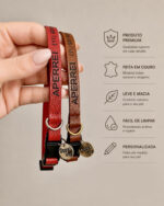 Coleira personalizada para cachorro identificação- Colar id 1cm Couro - Imagem 2