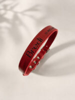 Coleira pet personalizada em couro legítimo- Classic vermelha
