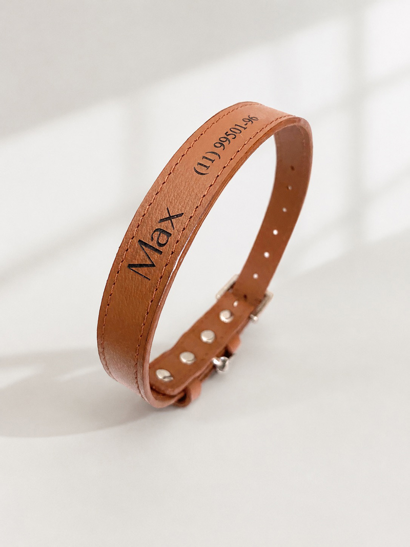 Coleira pet personalizada em couro legítimo Coleira pet personalizada em couro legítimo
