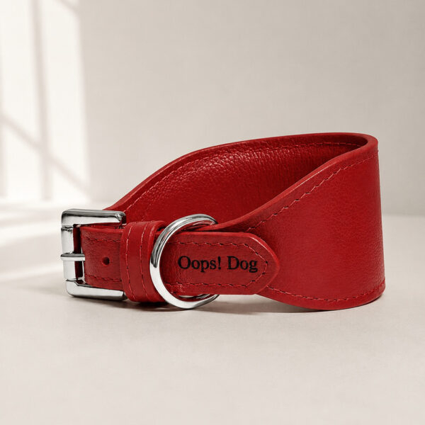 Coleira galgo couro legítimo- Classic red . Oops! Dog