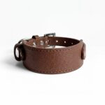 Coleira galgo couro legítimo Coffee + Tag de Identificação Personalizada | Oops! Dog