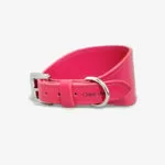 Coleira galgo couro classic hot pink