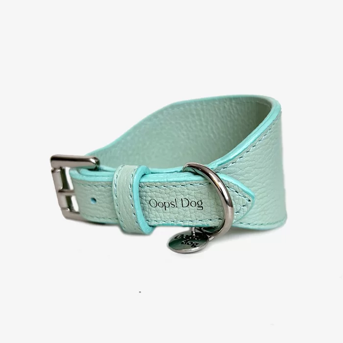 Coleira galgo couro classic Aquamarine - Imagem 1