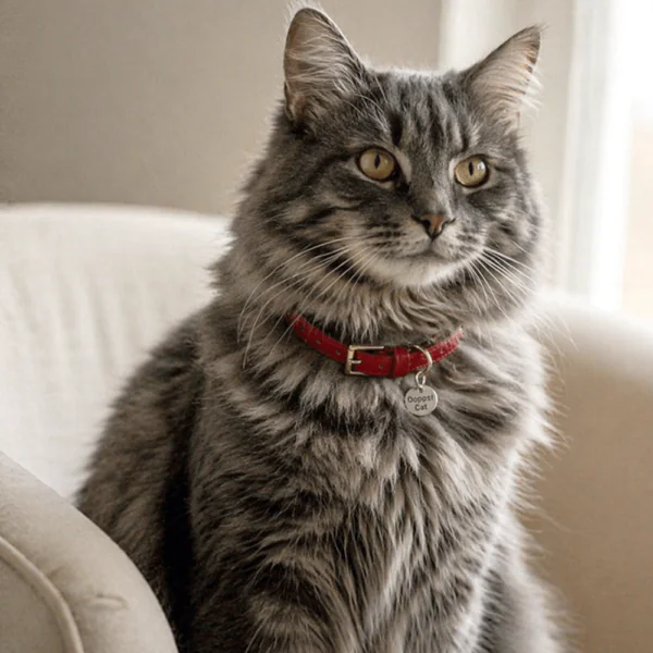 Coleira gato oops cat em couro personalizadas