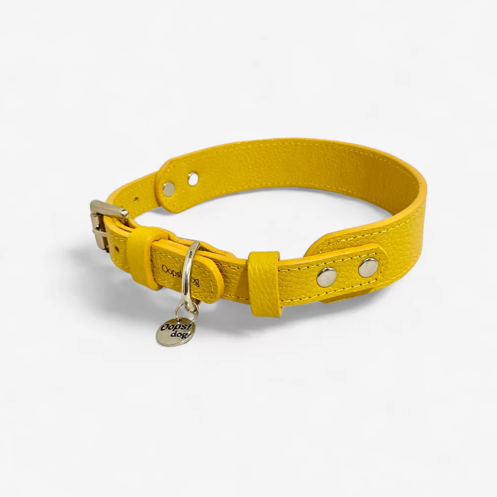 Coleira de Couro para Cachorro- Charm Mostarda Oops! Dog - Imagem 2