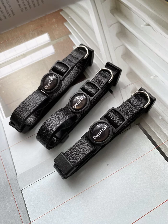 Coleira para Gatos Breakaway Anti-Enforcamento Basic couro Black - Imagem 2